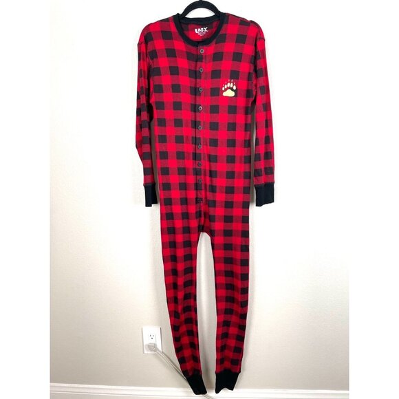 Lazy One Adult Small Buffalo Plaid Union Suit One Piece Pajama Flap Jacks UNISEX - Picture 3 of 10